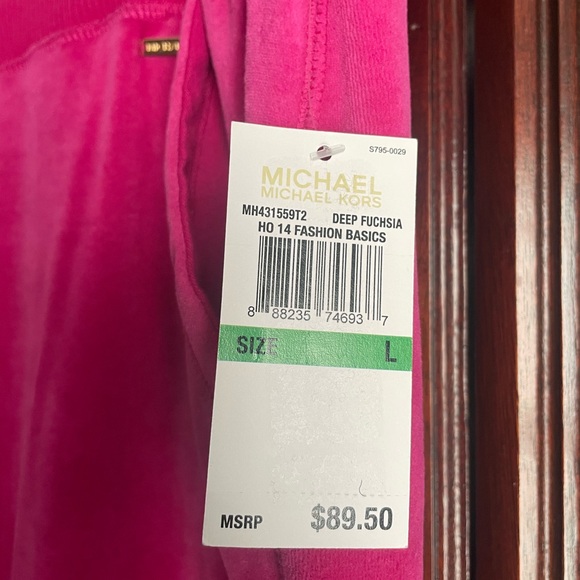 Michael Michael Kors Deep Fuchsia Plush Velour MK Logo Tracksuit Size L NWT - Picture 6 of 11